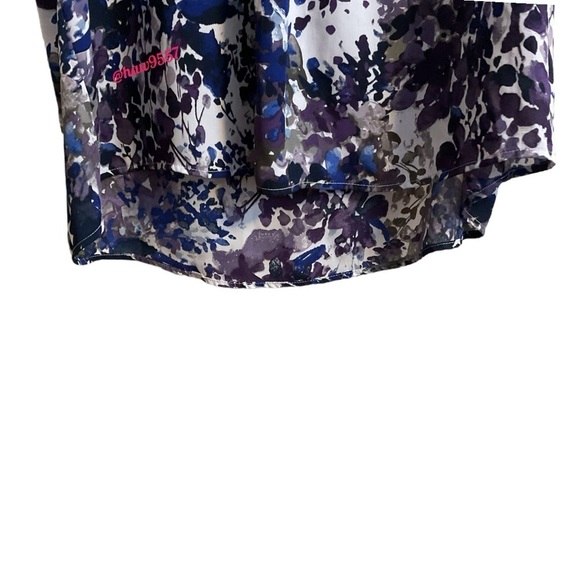 GNW Floral Watercolor Pleated Tank Women's Plus Size 2X Purple Blue Pleated Neck - Picture 4 of 8